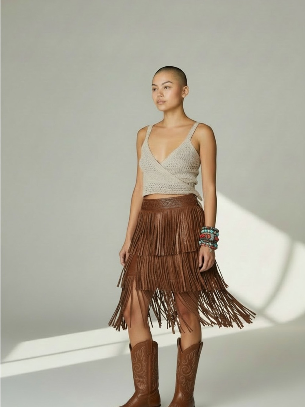 Surf Gypsy Cream Knit Wrap Crop Top - Picture 7 of 7